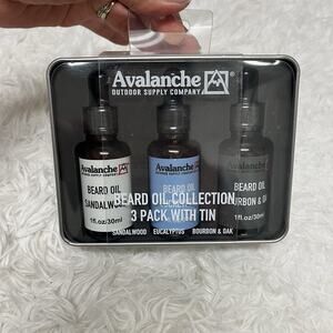 Avalance Beard Oil Collection 3 pack + tin, sandalwood-eucalyptus-bourbon & oak